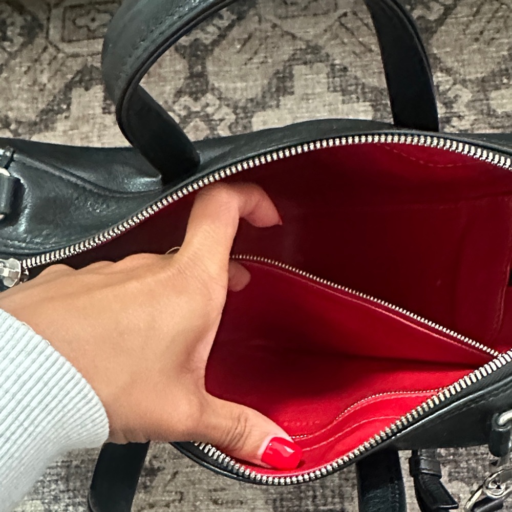 Balenciaga Black Triangular Leather Handbag with White Logo - Picture 8 of 8